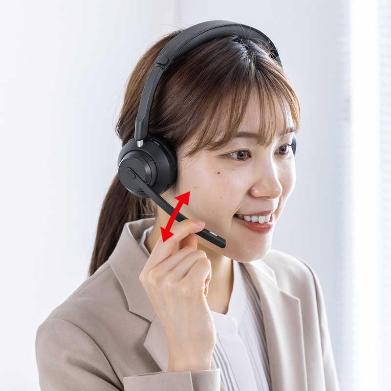 サンワサプライ Bluetoothステレオヘッドセット(クレードル付き・デュアルマイク) MM-BTSH70BKの画像