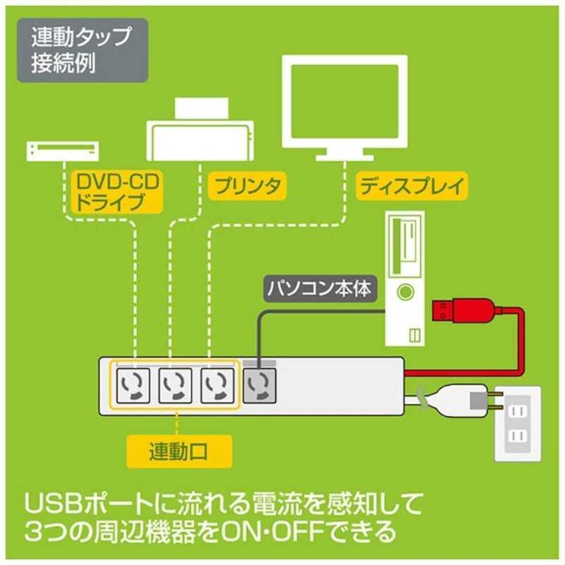 サンワサプライ　パソコン連動タップ（ＵＳＢ感知式）　（３Ｐ・４個口・２ｍ）　　TAP-RE34U-2｜y-kojima｜02