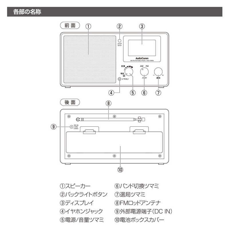 オーム電機 液晶表示木目調ラジオ AudioComm ［ワイドFM対応 / AM/FM