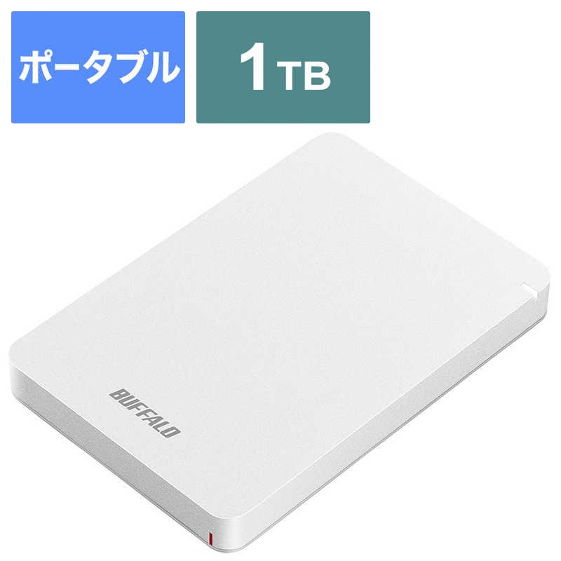 BUFFALO 外付けHDD ホワイト [ポータブル型 1TB] HD-PGF1.0U3-WHA 外付けハードディスク、ドライブ 