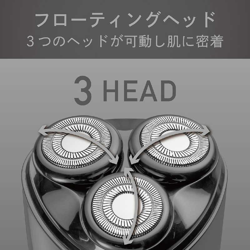 コイズミ KOIZUMI USB充電3ヘッドシェーバー ［回転刃］ グレー KMC