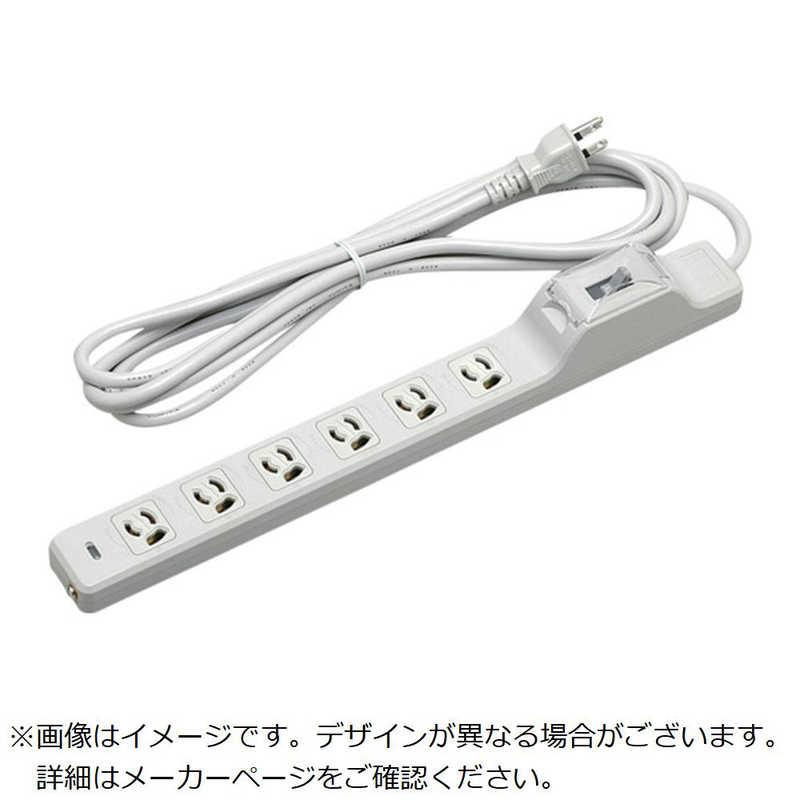明工社 明工 15A漏電ブレーカ付OA用抜け止め接地タップ(6コ口)VCTF5m