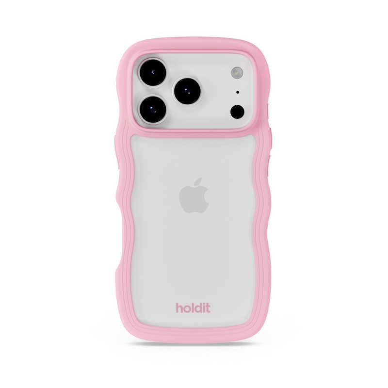 HOLDIT iPhone 17 Pro 背面クリア耐衝撃ケース WavyCase ピンク