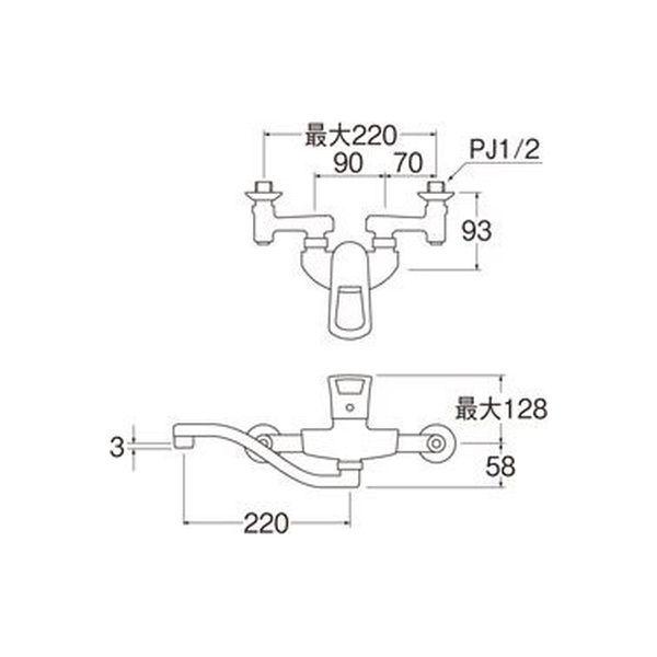 本物保証】SANEI シングル混合栓 K1712A-3U-13 1個（直送品） 建築