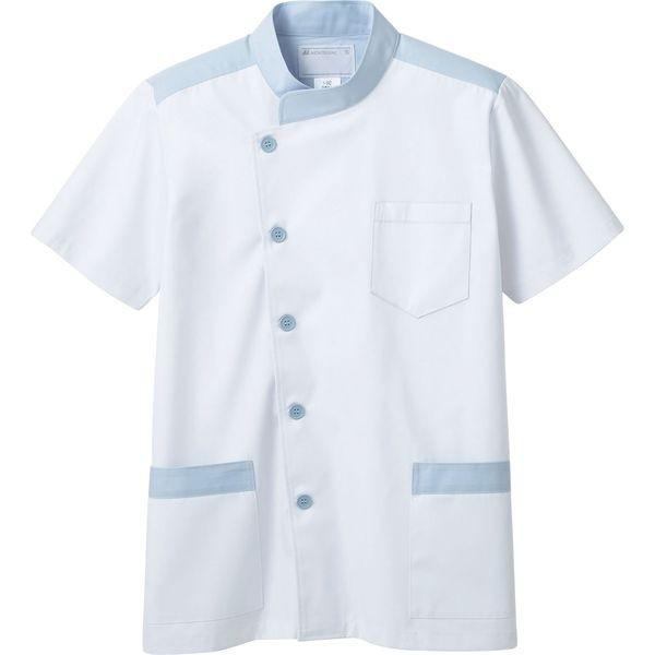 MONTBLANC（モンブラン） 住商モンブラン 調理衣 1-592（直送品） 3L 白/ブルー 半袖 兼用 事務服 クリスマスファッション