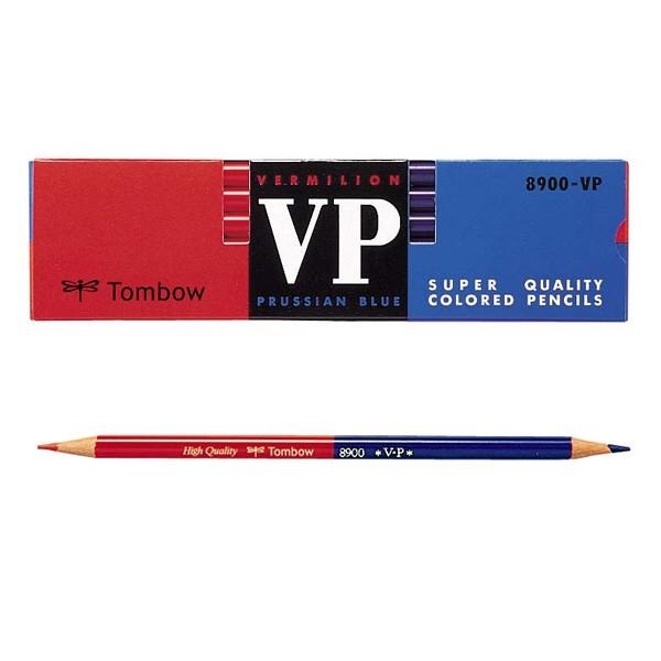 春のコレクション トンボ鉛筆 赤青鉛筆 朱藍 12本入 1ダース 新品 8900-VP