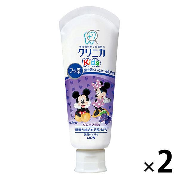 保障 クリニカkids ハミガキ ジューシーグレープ 1セット 2本 ライオン 歯磨き粉 子供用 虫歯予防