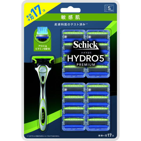 激安卸販売新品 シック 敏感肌用 髭剃り ハイドロ5プレミアム クラブパック 替刃17コ付 お肌にやさしい5枚刃 大容量 ホルダー付き剃りながら潤す