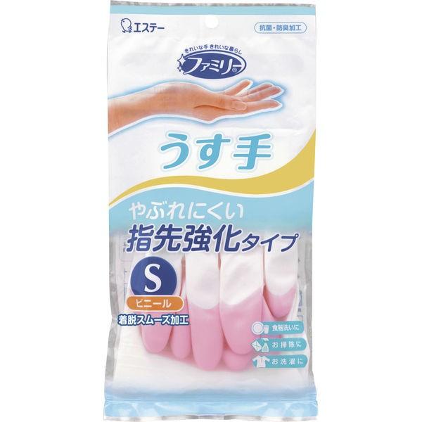 ファミリー ビニール手袋 うす手 ◆高品質 指先強化 炊事 エステー ピンク 1双 掃除用 S オンラインショッピング