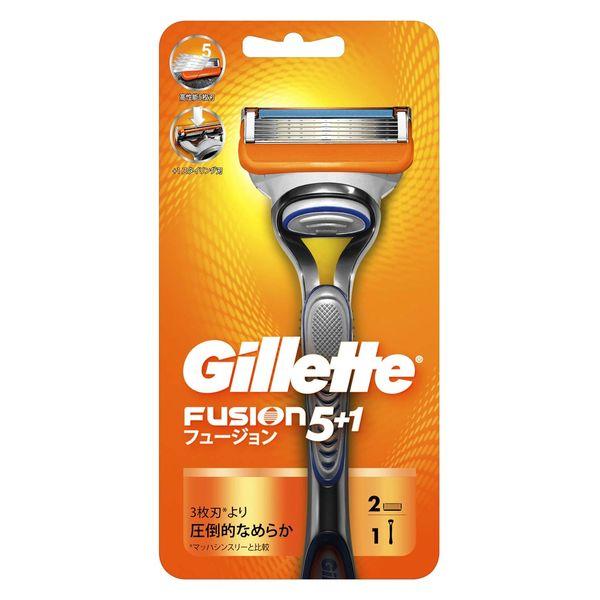 Gillette ジレット フュージョン 5+1 サスペンション付き5枚刃 本体 男性用 カミソリ Pamp;G 替刃2個付 髭剃り 値下げ 在庫処分