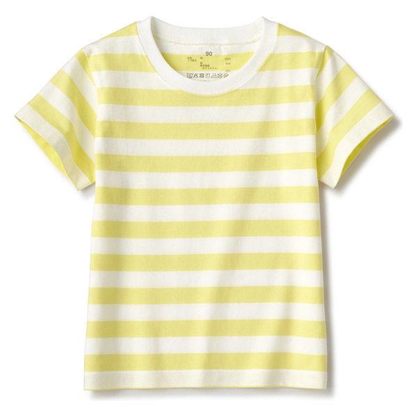 無印良品 インド綿天竺編みtシャツ ベビー 90 ライトイエローボーダー 良品計画
