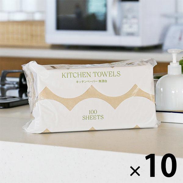 新商品 新型 ロハコオリジナルキッチンペーパー ソフトパックタイプ 無漂白 10袋 100組 0枚入
