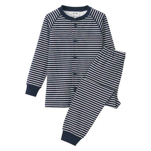 無印良品 脇に縫い目のない カットソー パジャマ キッズ 990円 ネイビーボーダー 110 125 品質満点 良品計画1