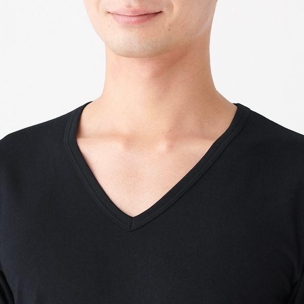 無印良品 綿であったか Vネック長袖Tシャツ 紳士 M 黒 良品計画|y-lohaco|05