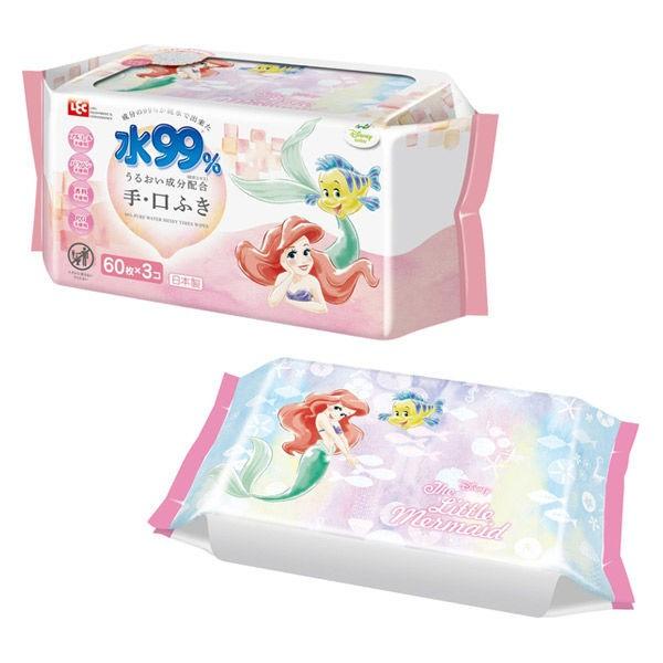 ディズニー プリンセス 信頼 アリエル 水99 おでかけ手 60枚入 3個 レック 1パック 口ふき