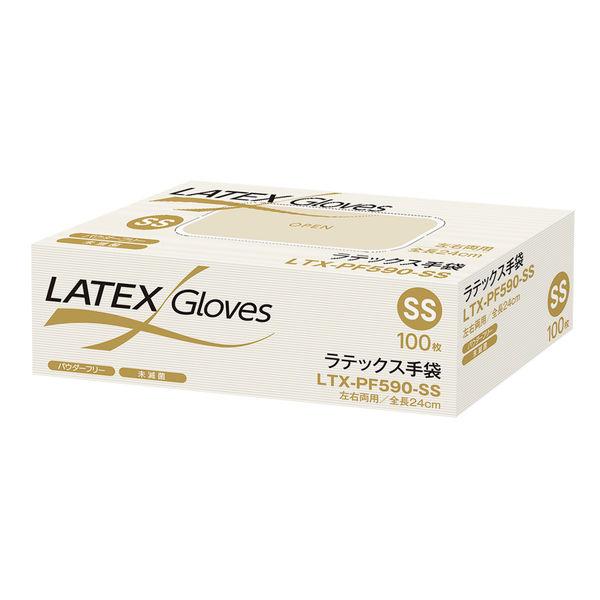 帝人フロンティア ラテックスグローブ パウダーフリー SSサイズ LTXPF590SS 1箱（100枚入）（使い捨てグローブ