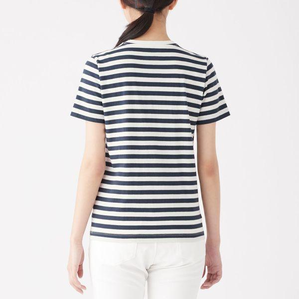 無印良品 インド綿天竺編みクルーネック半袖tシャツ ボーダー 婦人m 25 Off 良品計画990円 中細 白 ダークネイビー