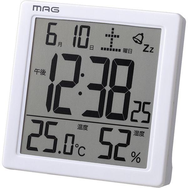 ノア精密株式会社 驚きの値段 MAG デジタル目覚まし時計カッシーニ T-726 WH-Z 絶妙なデザイン 1個 置き型 ライト アラーム 湿度 カレンダー デジタル表示 温度