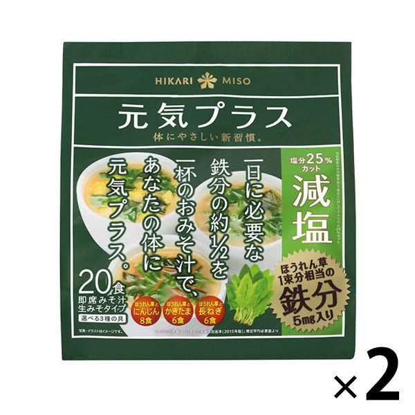 ひかり味噌 元気プラス 鉄分入りおみそ汁 減塩1セット 2袋 インスタント味噌汁