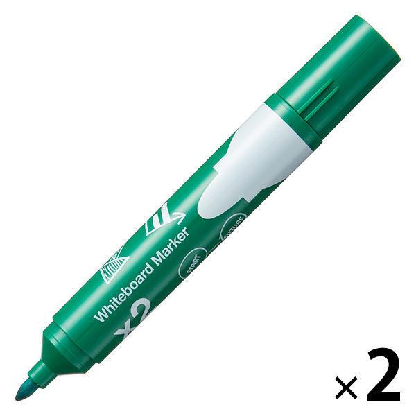 アスクル ホワイトボードマーカー インク容量2倍 緑 2本 中字丸芯 オリジナル142円