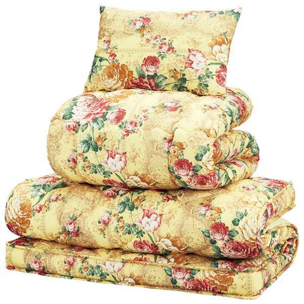 極厚敷布団付き 掛け布団セット/寝具セット 〔ダブル4点セット ベージュ〕 掛け布団・敷布団・枕2点セット 掛け布団 敷布団 極厚敷布団付き 掛け布団セット/寝具セット 枕2点セット