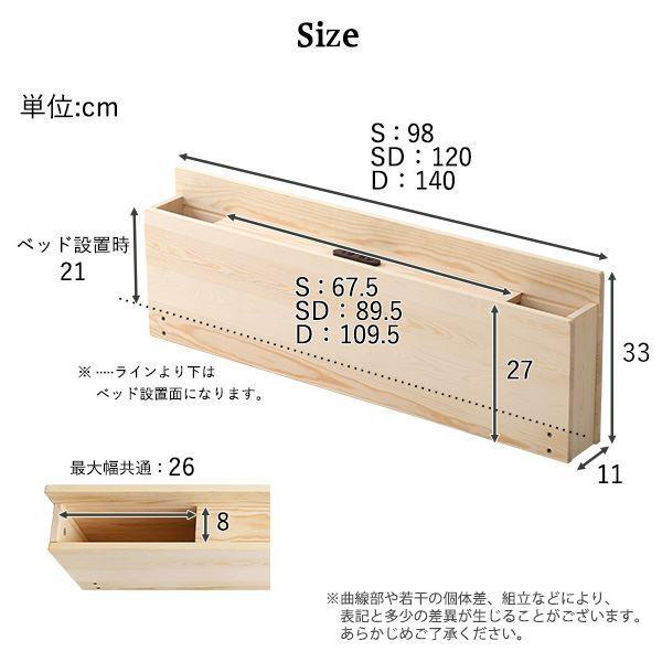 〔すのこベッド専用宮 単品〕 シングル用 ナチュラル パイン材 木製 通気性 耐久性 ベッド棚|y-luk-it|02