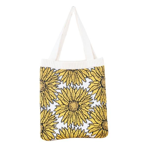 エコバッグにも使えるプリントニットトートバッグ/アイボリー ...