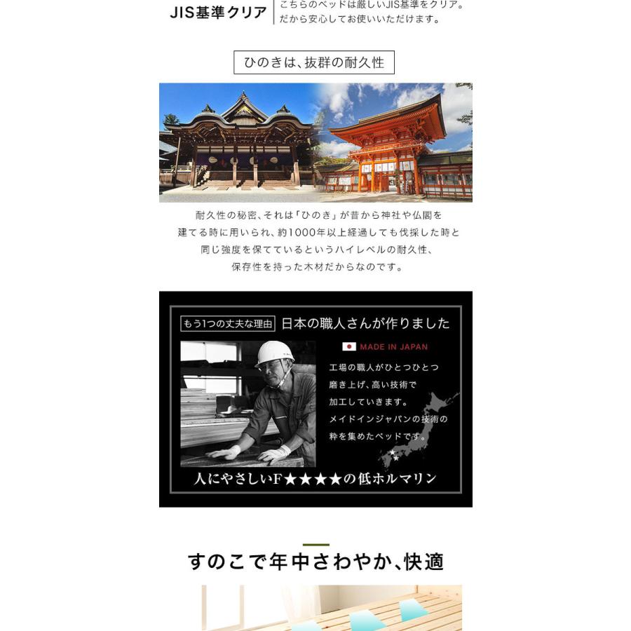 正規品 すのこ ベッド ダブル （ハイグレードすのこタイプ） ベッドフレームのみ 木製 日本製 国産 宮付 ひのき 香凛 かりん〔代引不可〕 【8086771887】(29468円)