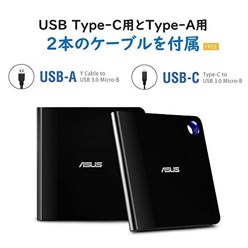 ASUS ブルーレイドライブ Blu-ray 外付け ポータブル バスパワー USB3.1 Win&Mac ウルトラスリム Type-C M-DISC｜y-mahana｜03