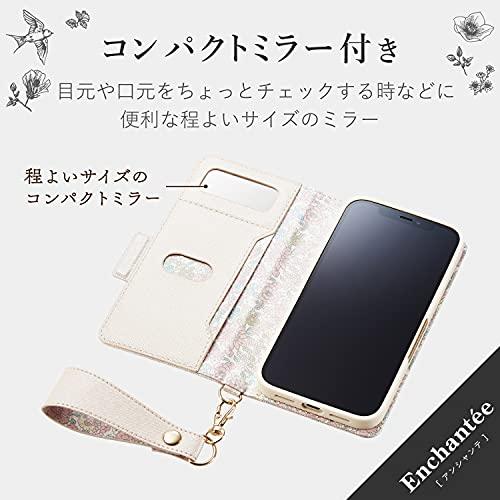 エレコム iPhone 13 2眼 レザーケース 手帳型 Enchante’e 磁石付き ストラップ付き ホワイト PM-A21BPLFJM3WH｜y-mahana｜05