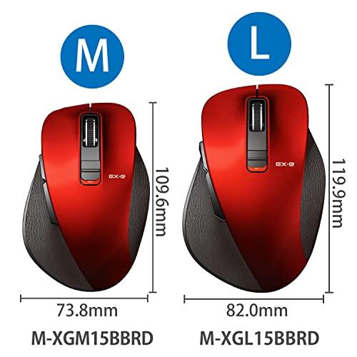 エレコム ワイヤレスマウス Bluetooth EX-G 握りの極み 5ボタン マルチペアリング Mサイズ レッド M-XGM15BBRD｜y-mahana｜07