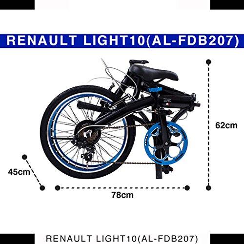 RENAULT(ルノー) LIGHT10 AL-FDB207 ブラック 軽量アルミフレーム 20インチ シマノ7段変速 折りたたみ自転車 大型クランク｜y-mahana｜03