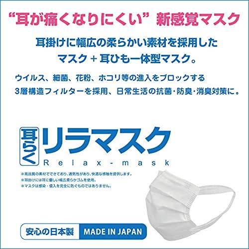耳らくリラマスク 100枚 サージカルマスク 日本製 普通サイズ 50枚×2箱 不織布 マスク 三層構造 使い捨て 耳が痛くなりにくい 全国マスク工業｜y-mahana｜02