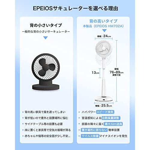 【節電対策に】 エペイオス(Epeios) サーキュレーター 省エネ 除菌 リビング扇風機 上下左右首振り 32m強力送風 風量12段階調節 ?(換気｜y-mahana｜05