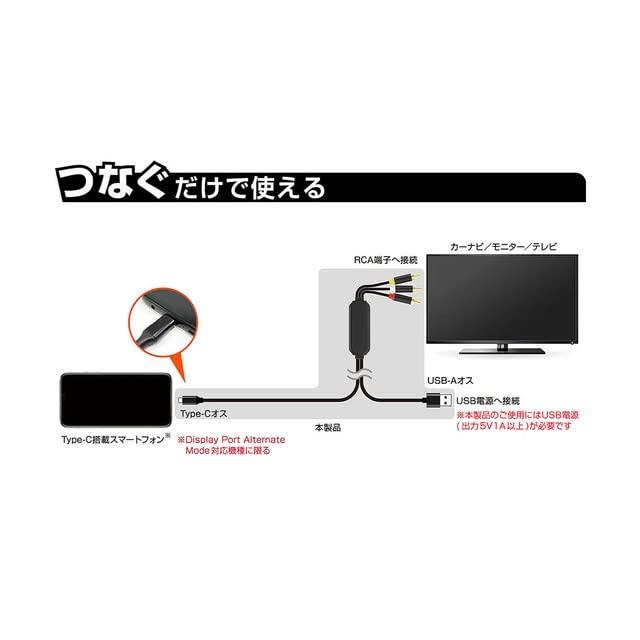 KD-227 Type-C専用 RCA変換ケーブル モニター用 USB-Aオス1m/Type-Cオス1.8m｜y-mahana｜03