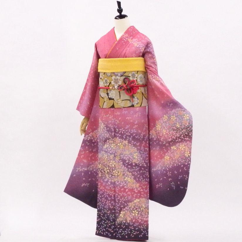 正絹】中古振袖 セット販売 半衿付き長襦袢+帯+帯揚+帯〆+重衿付き