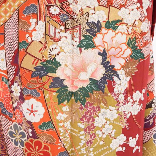 振袖販売 古風で上品なちりめんの赤 【正絹】【中古】 : 舞衣夢 - 通販 