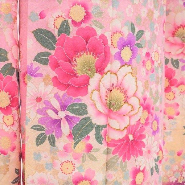 中古】正絹 振袖 フルセット 販売6点セット ふんわり花柄の愛され