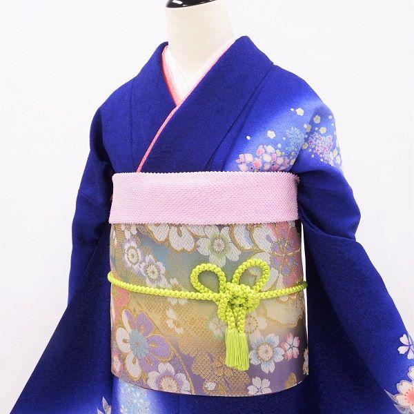 中古】正絹 振袖 フルセット 販売6点セット ロイヤルブルー 桜の天の川