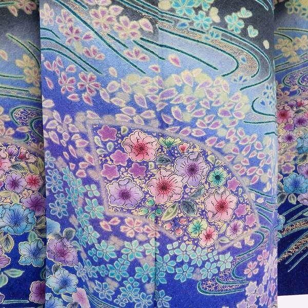 正絹振袖 写真通りの販売6点セット 帯が新品 海底に輝く辻が花 深緑