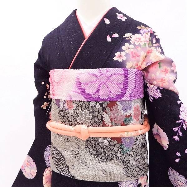 中古】正絹 振袖 フルセット 販売6点セット アンティークな可愛さの和 