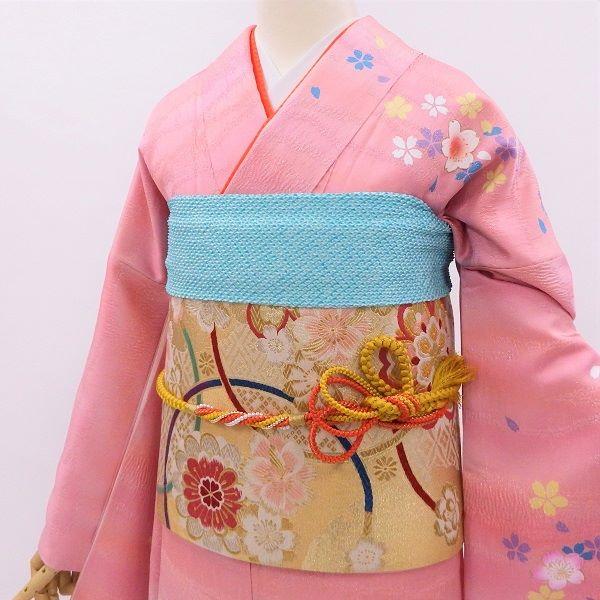 中古】正絹振袖 販売6点セット 半衿付き長襦袢・帯・帯揚・帯〆・重衿