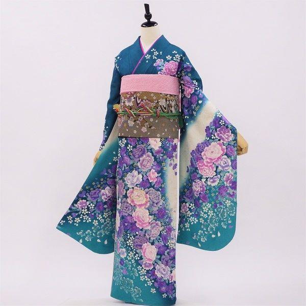 中古】正絹振袖 販売6点セット 半衿付き長襦袢・帯・帯揚・帯〆・重衿 