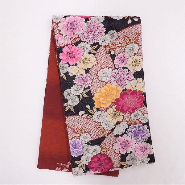 正絹振袖 写真通りの販売6点セット 可憐な赤 桜と牡丹に春風のそよぎ 