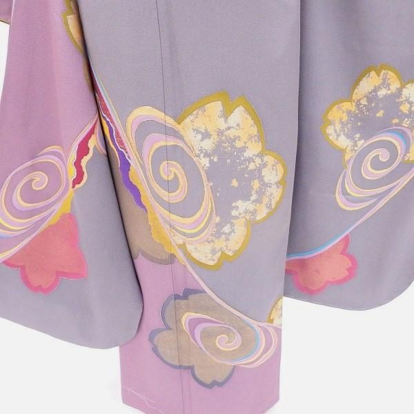 着物 振袖 紫 桜 袷 身丈149㎝ 袖丈101㎝ レディース 振袖 身丈165.5cm