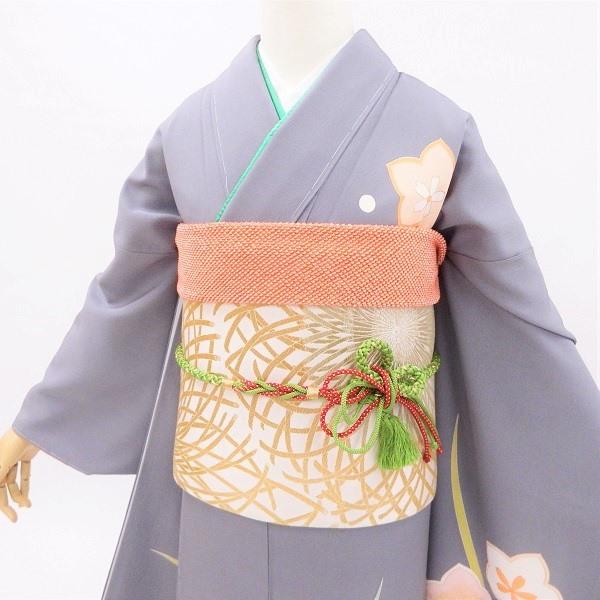 振袖販売6点セット 半衿付き長襦袢・帯・帯揚・帯〆・重衿付き グレー