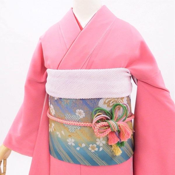 中古】正絹 振袖 フルセット 販売6点セット 半衿付き長襦袢・帯・帯揚