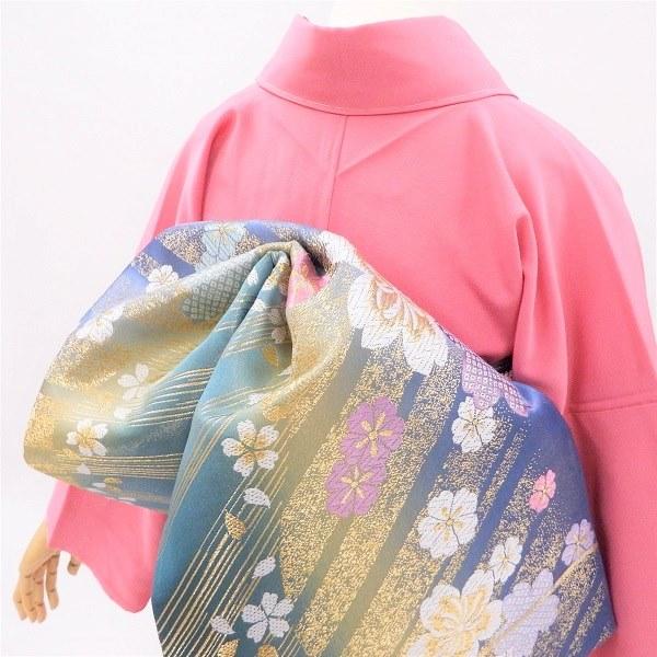 中古】正絹 振袖 フルセット 販売6点セット 半衿付き長襦袢・帯・帯揚