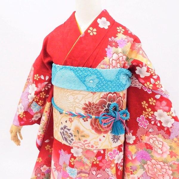 中古】正絹 振袖 フルセット 販売6点セット 半衿付き長襦袢・帯・帯揚 