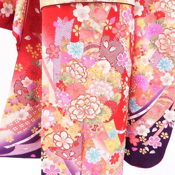 中古】正絹 振袖 フルセット 販売6点セット 半衿付き長襦袢・帯・帯揚